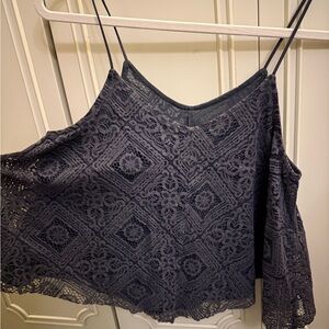 Elegant Lace Women’s Tank Top - Dark Gray American Eagle V-Neck